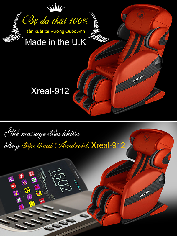 Ghế massage Xreal 912 - da thật 100% sản xuất tại Vương Quốc Anh đáp ứng được yêu cầu đó và tạo ra một đẳng cấp khác biệt !