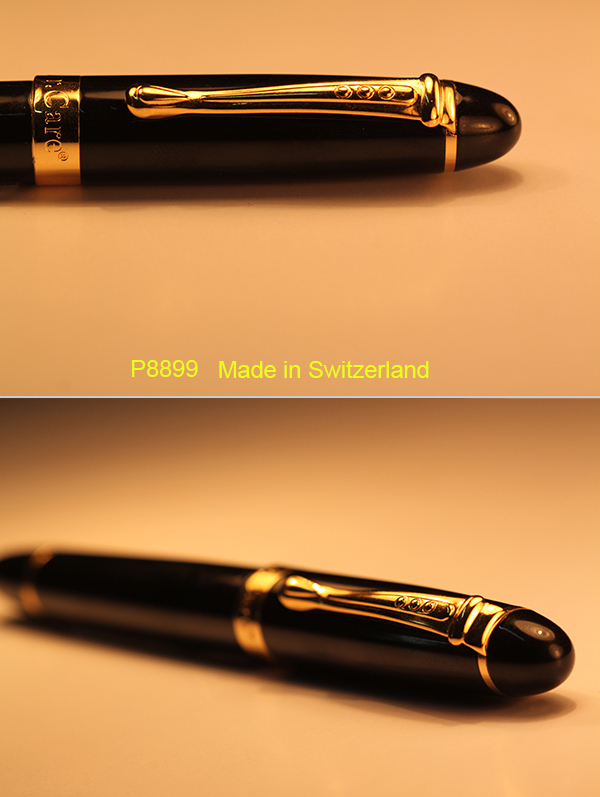 Bút ký P8899 đúc đen tuyền toàn thân, kết hợp với nẹp cài vàng, toát lên vẻ đẹp sang trọng huyền bí.
